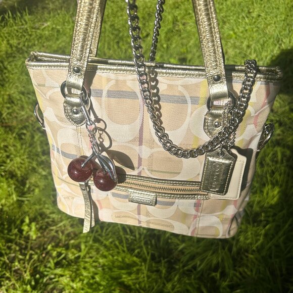 Y2K Coach Poppy Signature Logo Shoulder Bag Purse Handbag Tan RARE - Picture 3 of 16